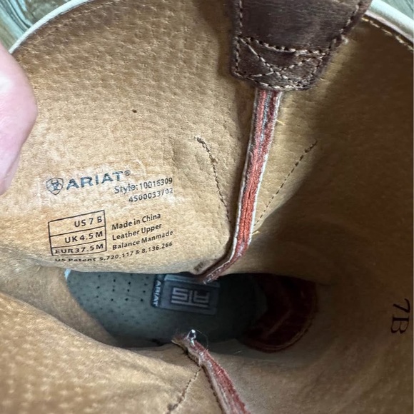 Ariat Red and Brown Heeled Boots with Geometric Tread - Picture 2 of 6